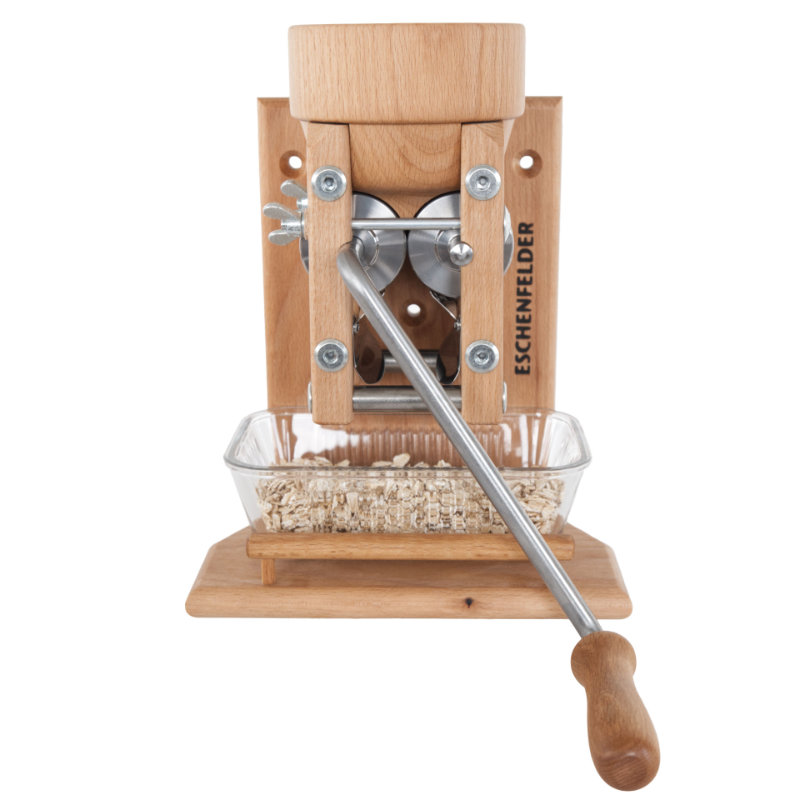 Eschenfelder Wand-Kornquetsche mit Holztrichter