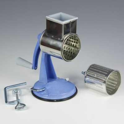 Hand-Ganzmetallreibe mit Saugfu§/Zwinge in blau