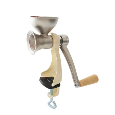 Mohnmühle, Gehäuse / Trichter Edelstahl, Fuß beige/creme